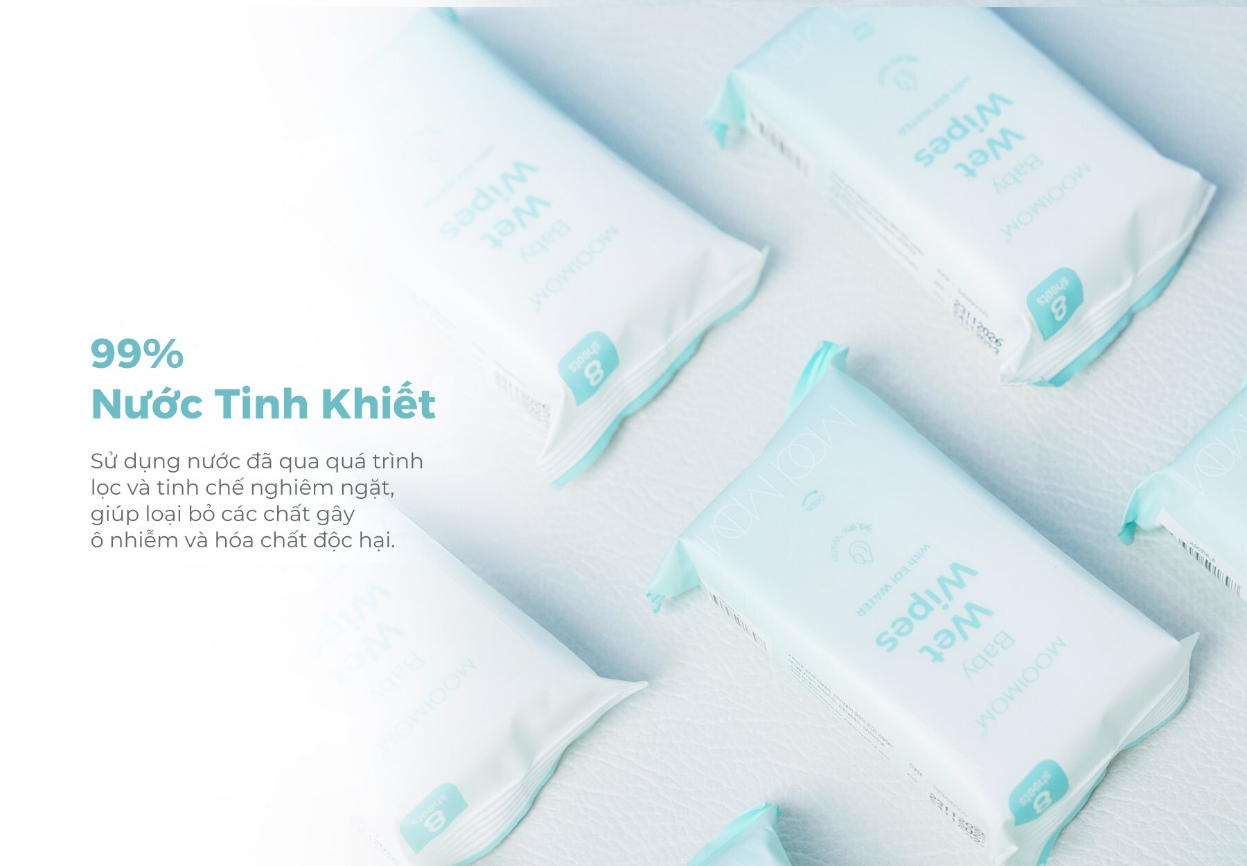 Khăn giấy ướt chuyên dụng cho bé MOOIMOM (Set 8 gói) description image