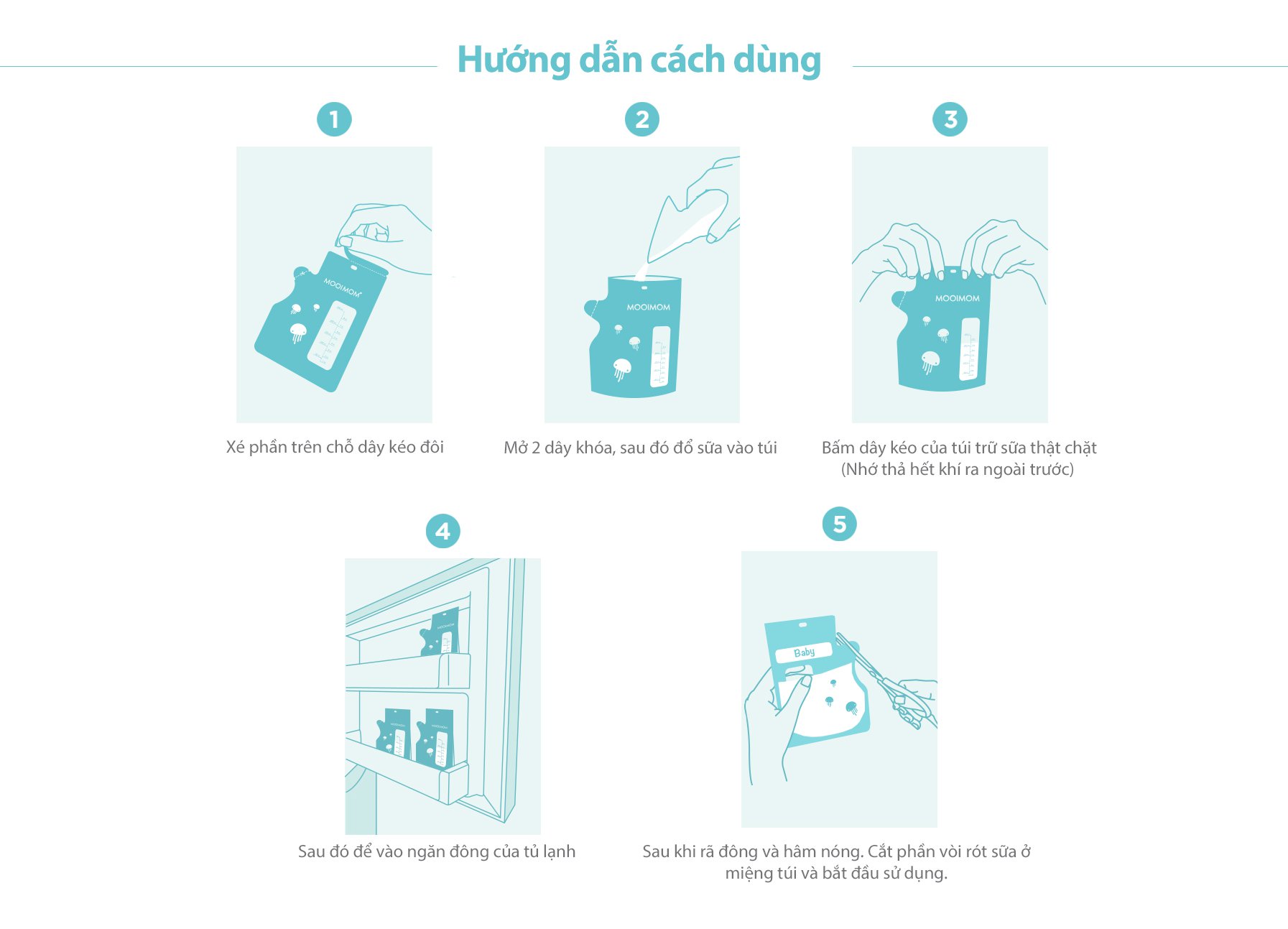 MOOIMOM Túi Trữ Sữa 250ml (30 túi) - Breastmilk Storage Bags with Temperature Sensor 250ml (30 pcs) description image