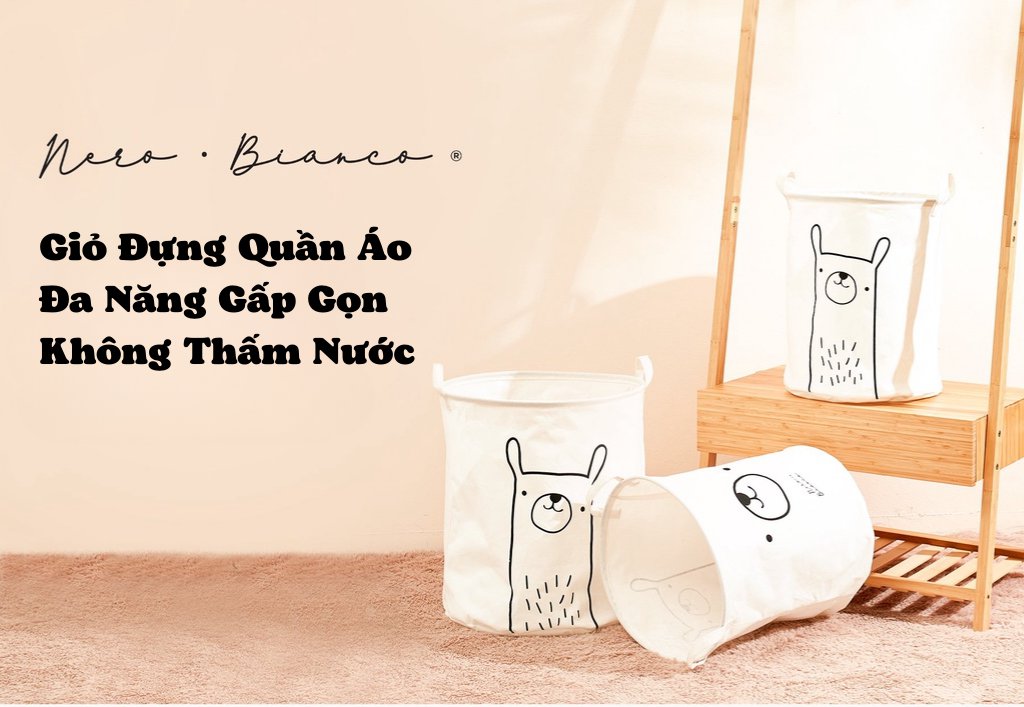 Giỏ đựng quần áo Nero Bianco x MOOIMOM description image