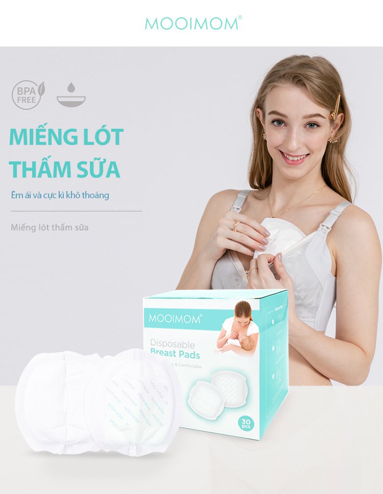 MOOIMOM Miếng Lót Thấm Sữa 3D (10 miếng) - Disposable Breast Pad 3D Ultra-Thin (10pcs) description image