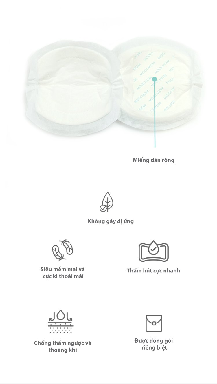 MOOIMOM Miếng Lót Thấm Sữa 3D (10 miếng) - Disposable Breast Pad 3D Ultra-Thin (10pcs) description image