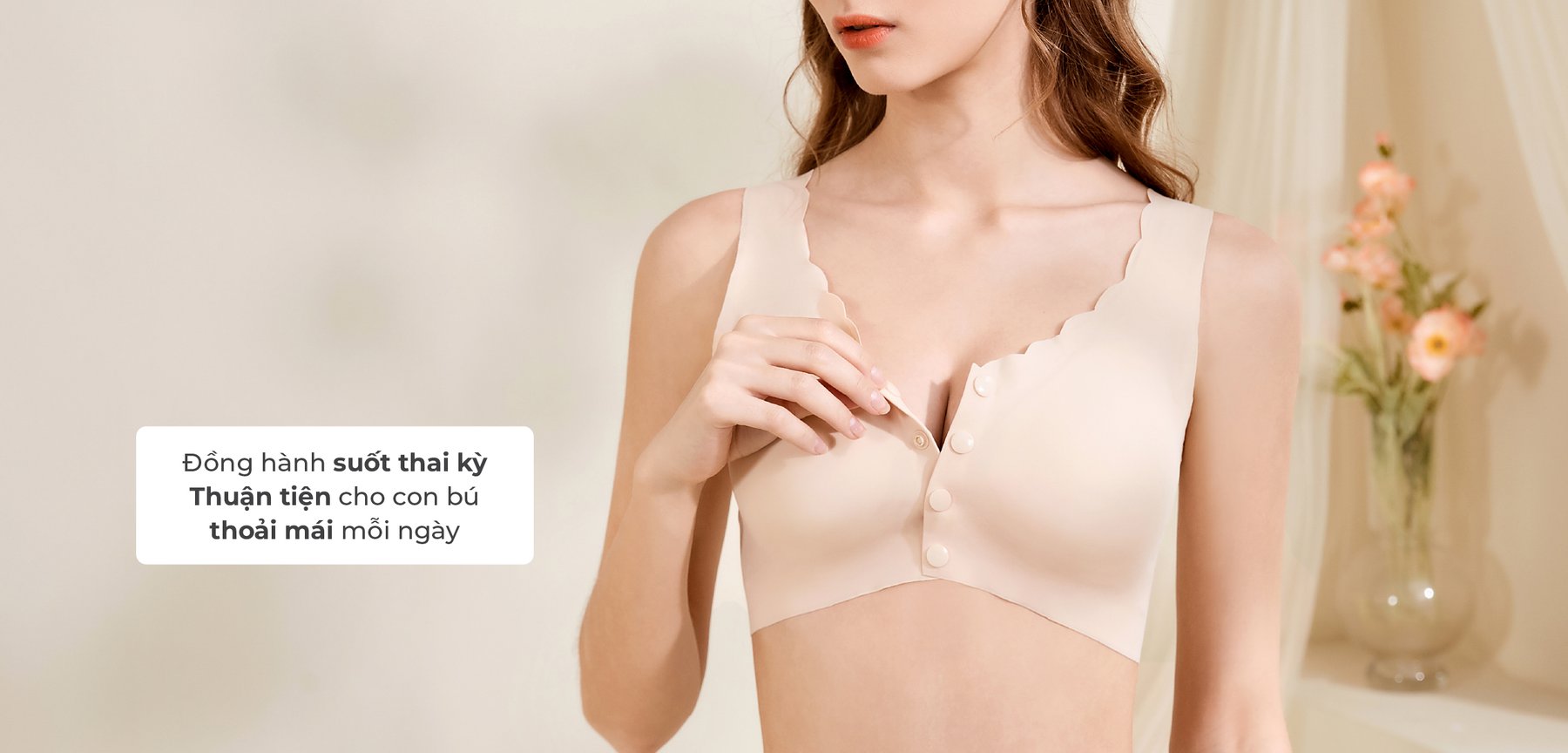 MOOIMOM basic Áo lót bầu và cho con bú không viền mở cúc siêu mỏng nhẹ description image