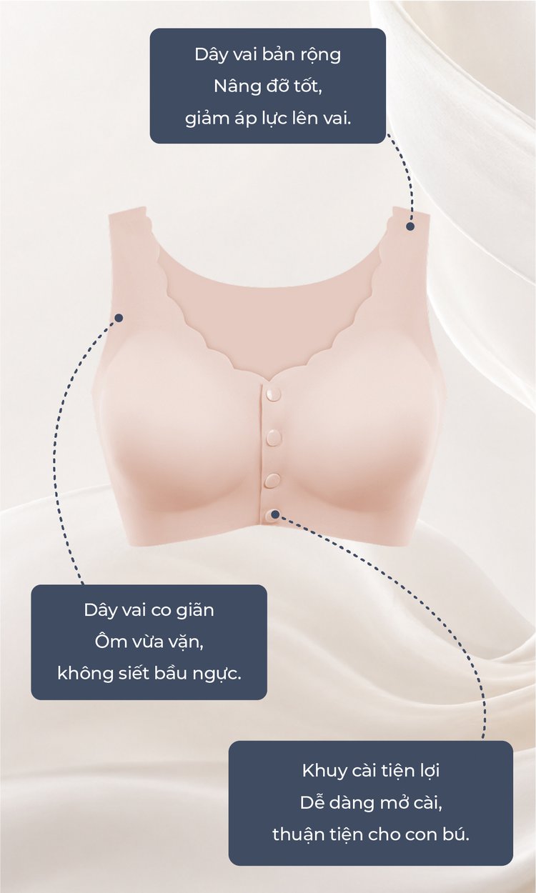 MOOIMOM basic Áo lót bầu và cho con bú không viền mở cúc siêu mỏng nhẹ description image
