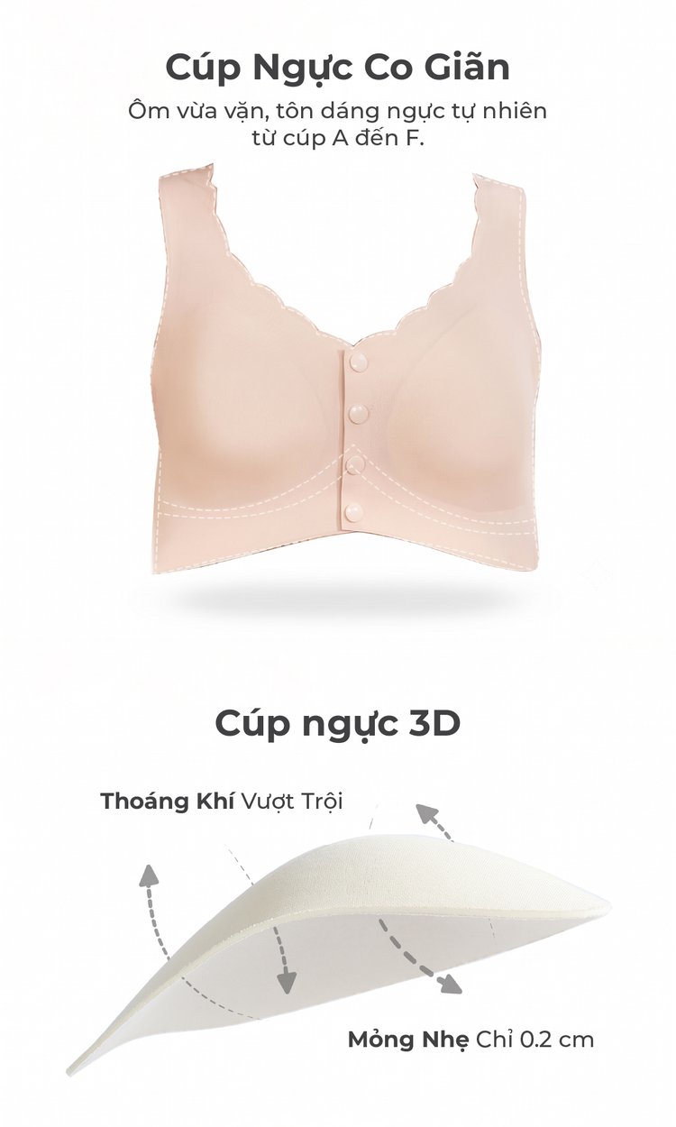 MOOIMOM basic Áo lót bầu và cho con bú không viền mở cúc siêu mỏng nhẹ description image