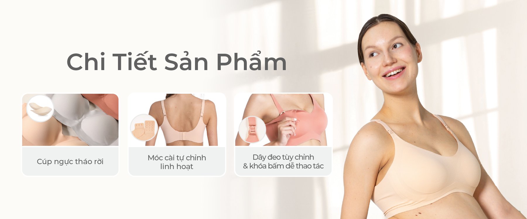 MOOIMOM Áo Ngực Bầu & Cho Con Bú  Co Giãn Thoáng Khí Nâng Đỡ Tốt description image