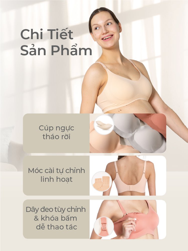 MOOIMOM Áo Ngực Bầu & Cho Con Bú  Co Giãn Thoáng Khí Nâng Đỡ Tốt description image