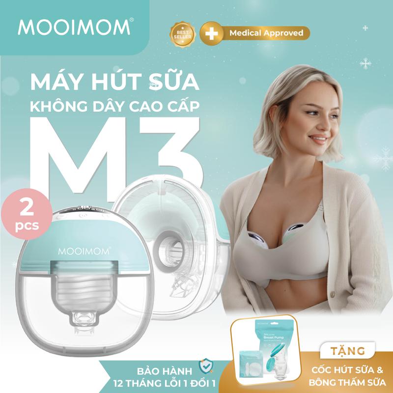 MOOIMOM Trọn Bộ 2 Máy Hút Sữa Không Dây M3 - Wireless Electric Breast Pump M3 2 Pcs - [Freeship Hỏa Tốc Khu Vực HCM cũ]