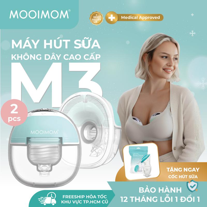MOOIMOM Trọn Bộ 2 Máy Hút Sữa Không Dây M3 - Wireless Electric Breast Pump M3 2 Pcs - [Freeship Hỏa Tốc Khu Vực HCM cũ]