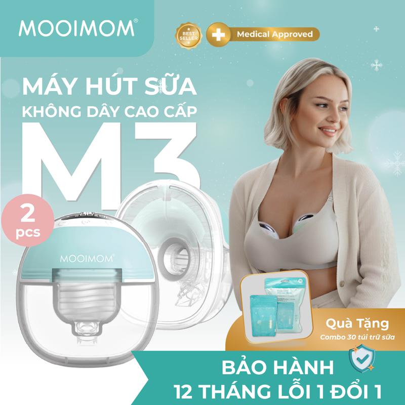 MOOIMOM Trọn Bộ 2 Máy Hút Sữa Không Dây M3 - Wireless Electric Breast Pump M3 2 Pcs - [Freeship Hỏa Tốc Khu Vực HCM cũ]