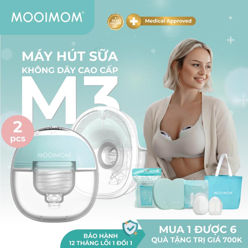 MOOIMOM Trọn Bộ 2 Máy Hút Sữa Không Dây M3 - Wireless Electric Breast Pump M3 2 Pcs - [Freeship Hỏa Tốc Khu Vực HCM cũ]