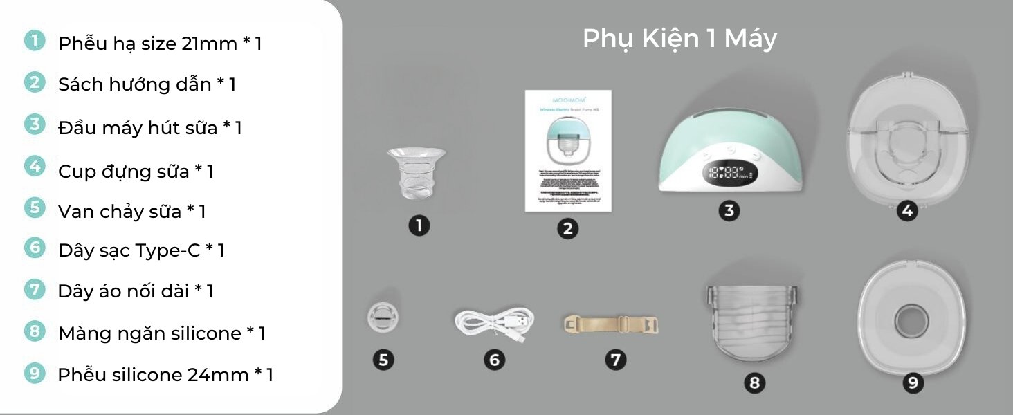 Máy hút sữa không dây cao cấp MOOIMOM M3 - MOOIMOM Wireless Electric Breast Pump M3 description image