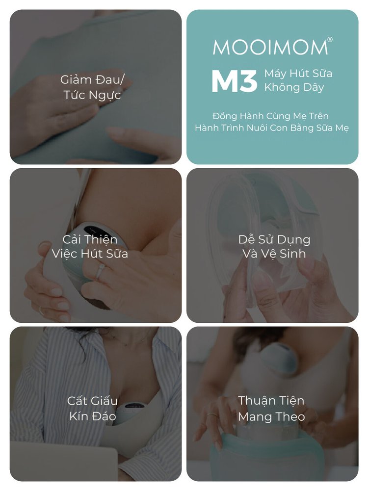 Máy hút sữa không dây cao cấp MOOIMOM M3 - MOOIMOM Wireless Electric Breast Pump M3 description image