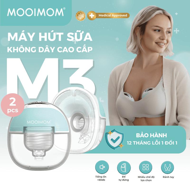 MOOIMOM Máy Hút Sữa Không Dây Cao Cấp M3 -  Wireless Electric Breast Pump M3 - [Freeship Hỏa Tốc Khu Vực HCM cũ]