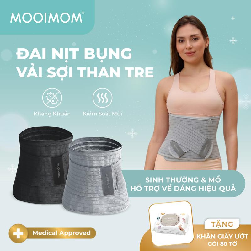 MOOIMOM Đai Nịt Bụng Vải Sợi Than Tre - Bamboo Postpartum Belly Band