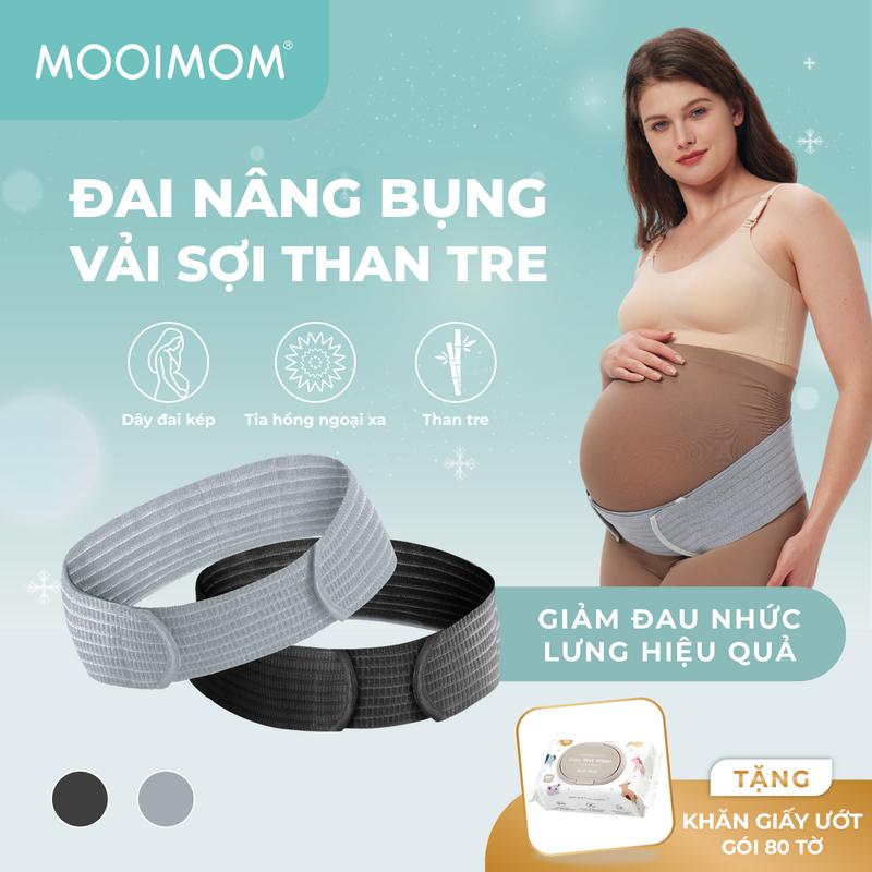MOOIMOM Đai Nâng Bụng Bầu Vải Sợi Than Tre - Bamboo Maternity Support Belt