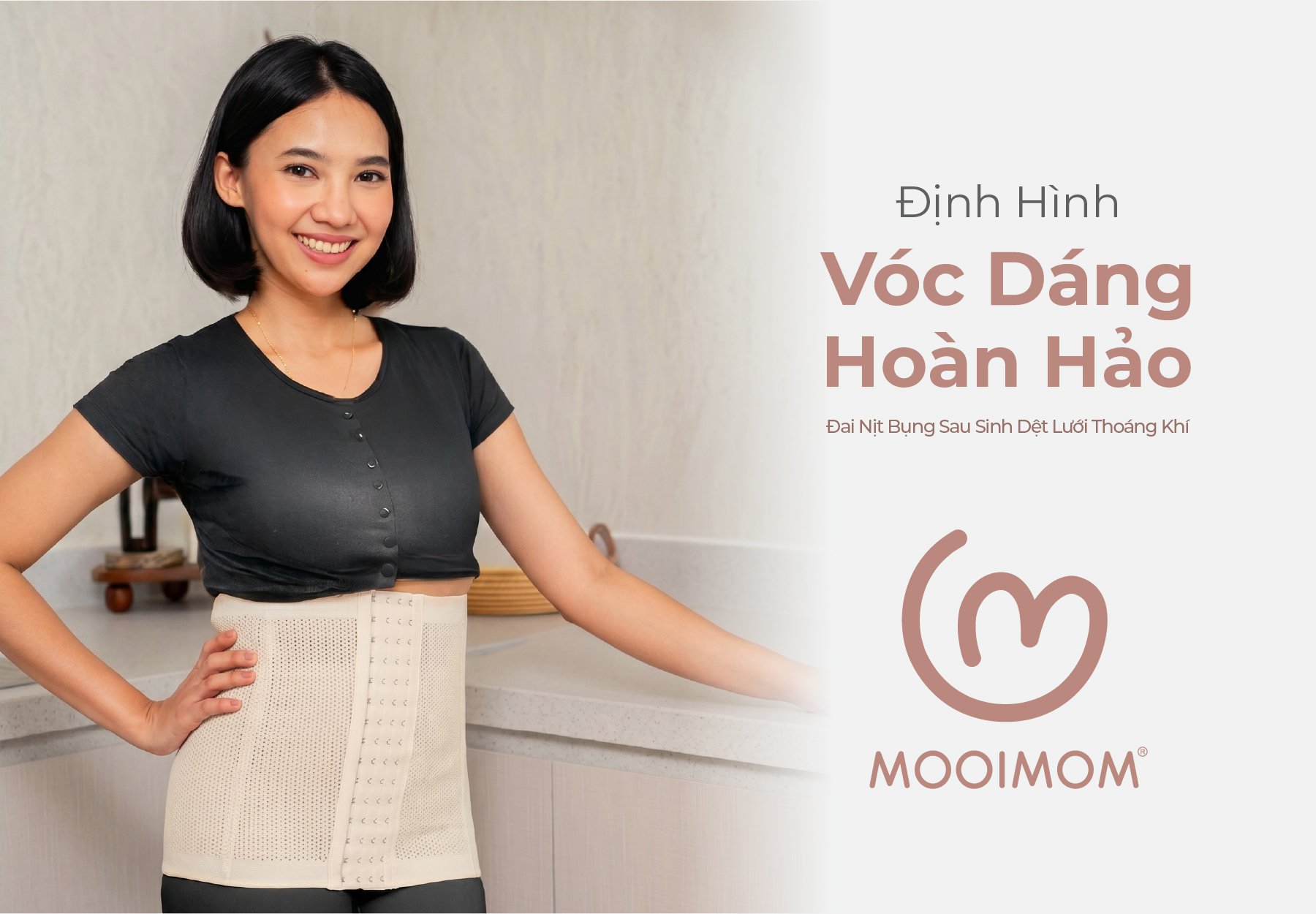 MOOIMOM basic Đai Nịt Bụng Sau Sinh Dệt Lưới Thoáng Khí description image