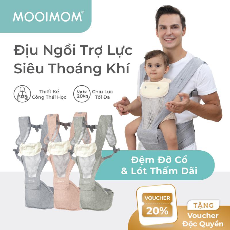 MOOIMOM Địu Ngồi Em Bé Siêu Thoáng Khí - Breathable Hipseat Carrier