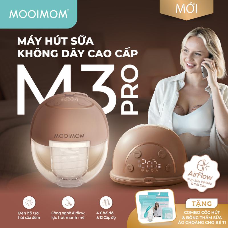 MOOIMOM Trọn bộ 2 Máy Hút Sữa Không Dây M3 Pro Air Flow