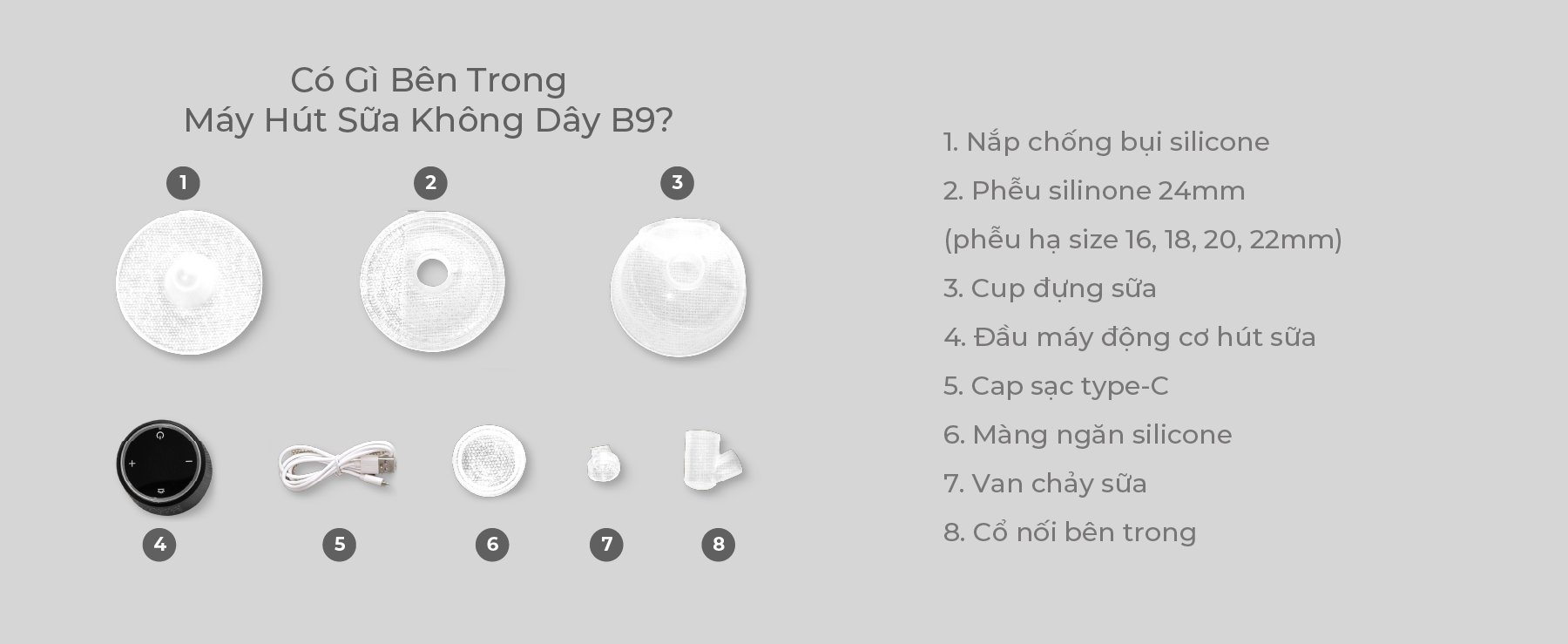 MOOIMOM basic Phụ kiện Máy Hút Sữa Không Dây B9 description image