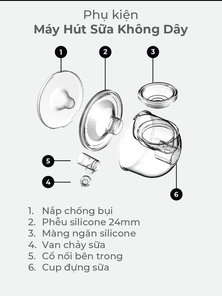 MOOIMOM basic Phụ kiện Máy Hút Sữa Không Dây B9 description image
