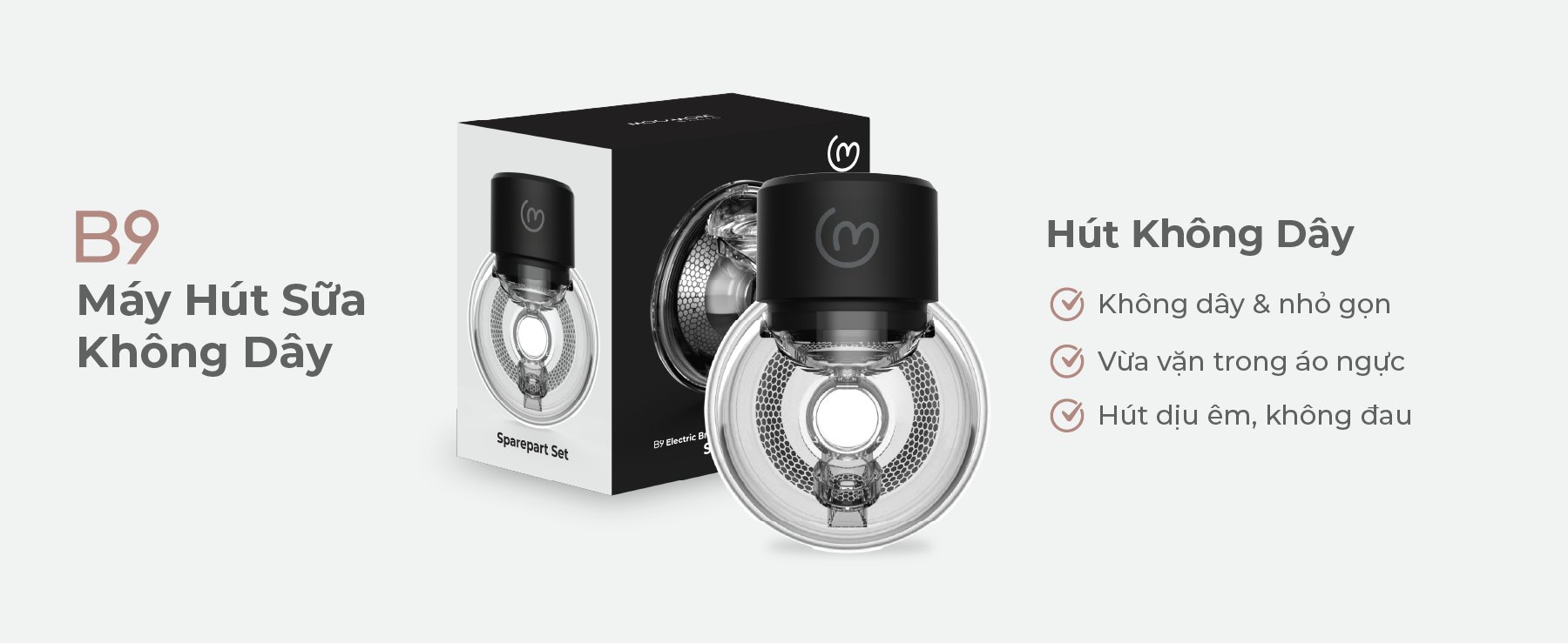 MOOIMOM basic Trọn Bộ 2 Máy Hút Sữa B9 Không Dây description image