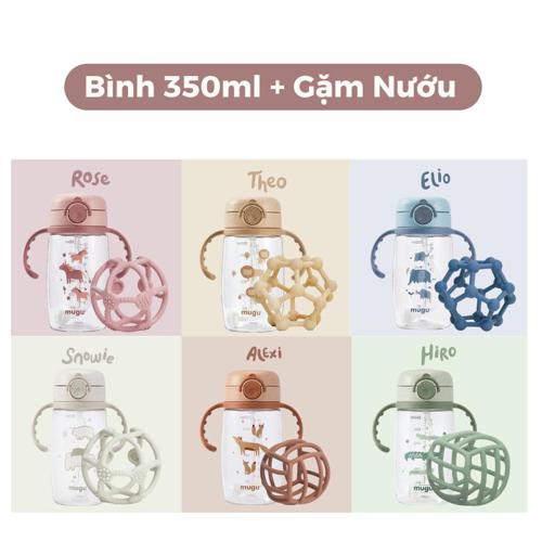 mugu Combo Bình Tập Uống Nước 350ml + Gặm Nướu Silicone