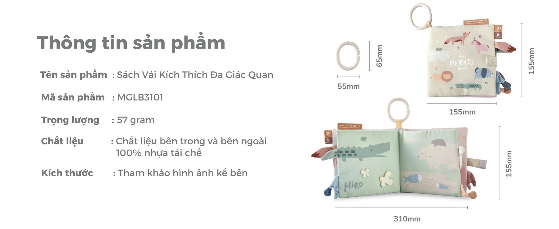 MUGU Sách Vải Kích Thích Đa Giác Quan description image