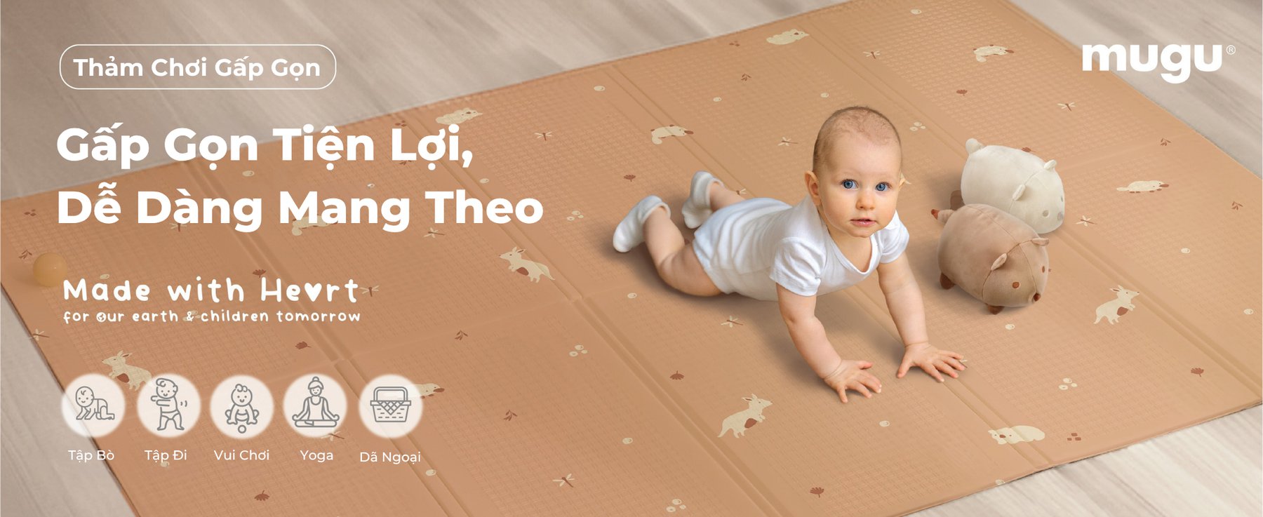 mugu Thảm chơi gấp gọn cho bé - dày 1cm description image
