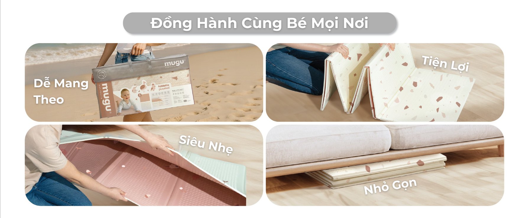 mugu Thảm chơi gấp gọn cho bé - dày 1.5cm description image