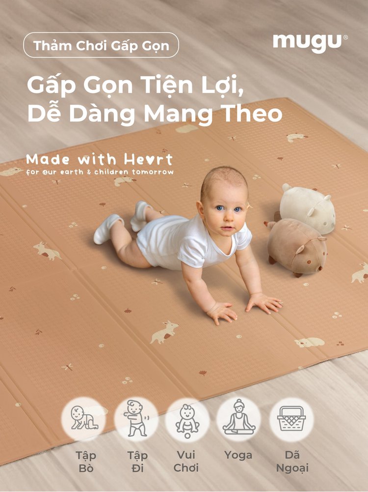 mugu Thảm chơi gấp gọn cho bé - dày 1.5cm description image