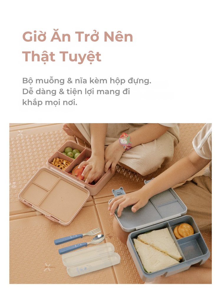 Bộ Muỗng Nĩa Tập Ăn Kèm Hộp Đựng mugu 316 Inox description image