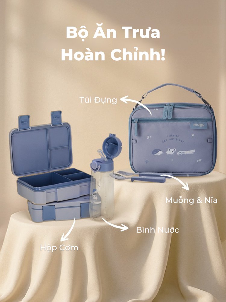 Bộ Muỗng Nĩa Tập Ăn Kèm Hộp Đựng mugu 316 Inox description image