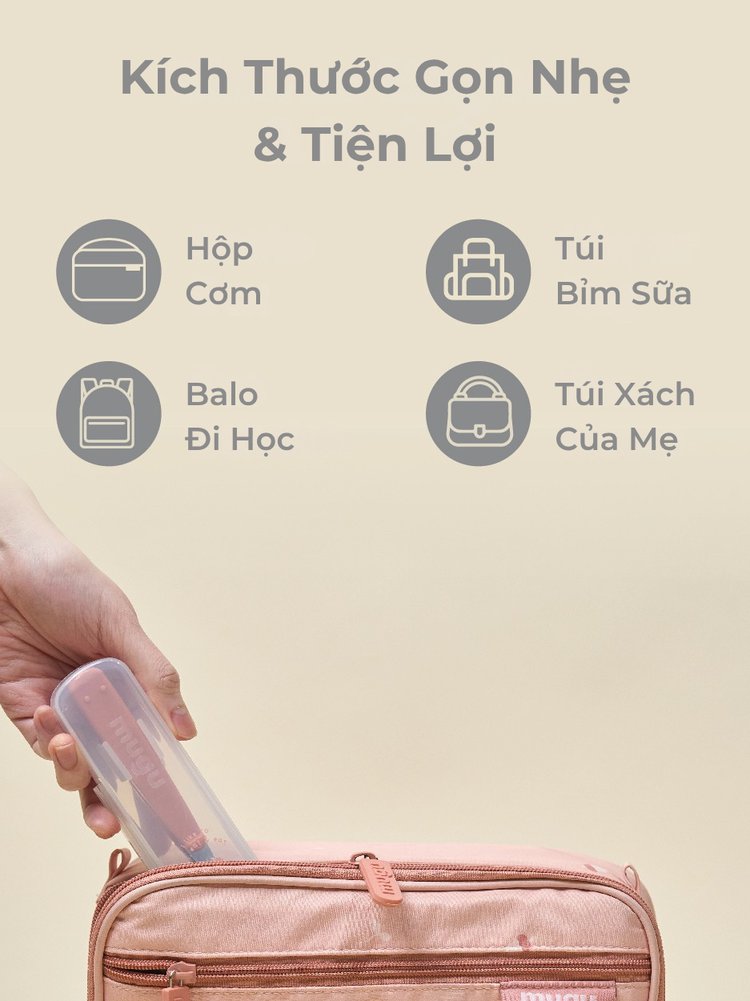 Bộ Muỗng Nĩa Tập Ăn Kèm Hộp Đựng mugu 316 Inox description image