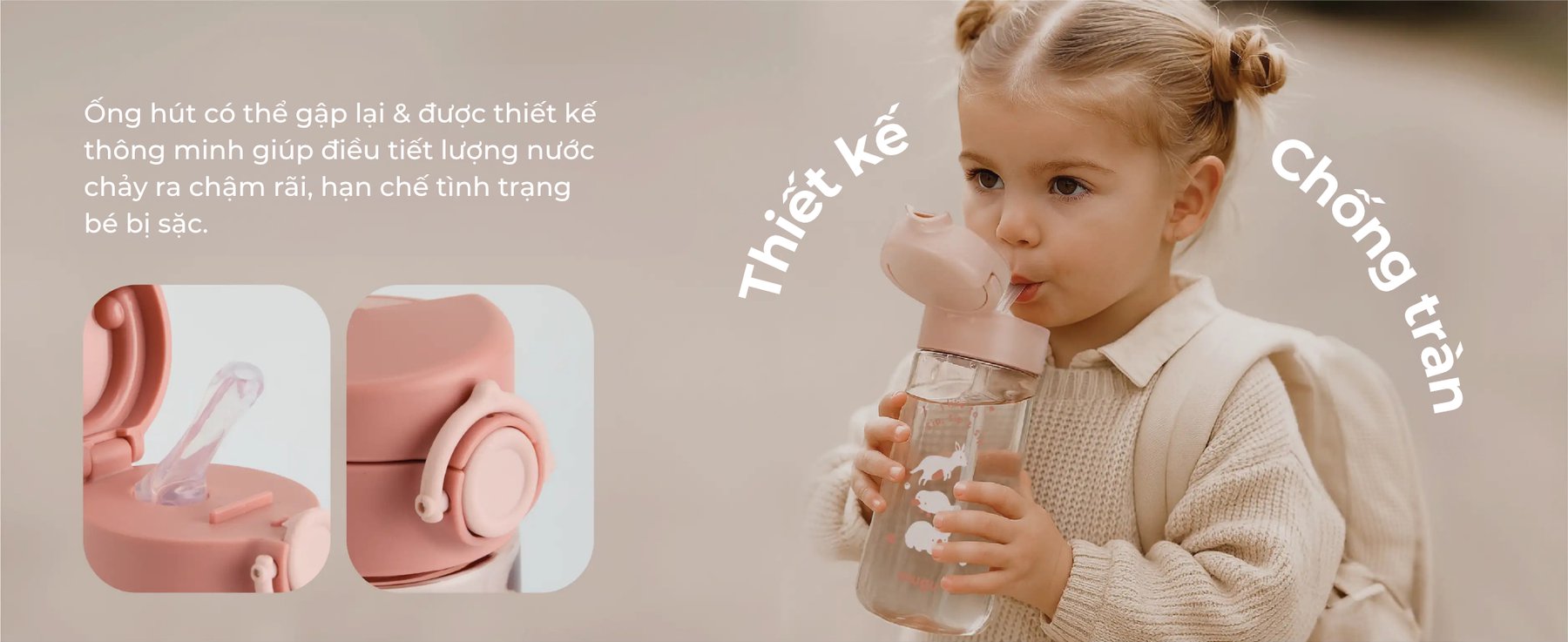 mugu Bình Nước Tritan Cho Bé Có Ống Hút description image