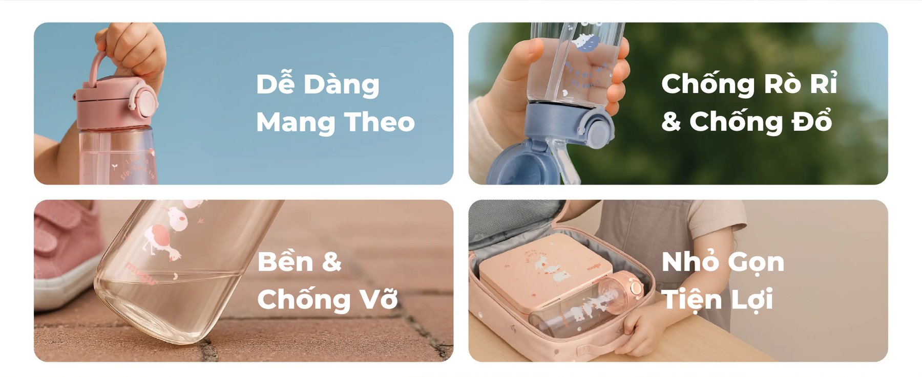 mugu Bình Nước Tritan Cho Bé Có Ống Hút description image