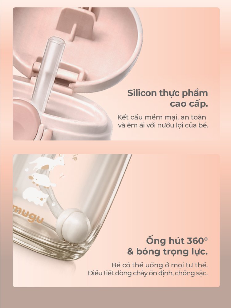 mugu Bình Tập Uống 360 độ Tritan Lúa Mạch Cho Bé - Thiết Kế Mới description image
