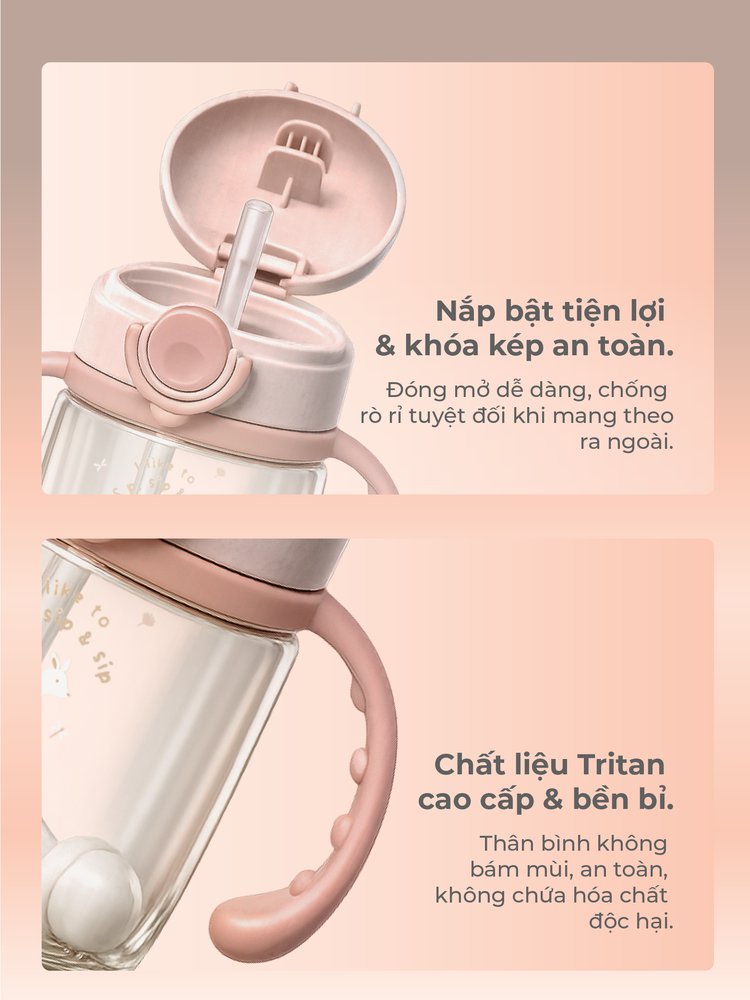 mugu Bình Tập Uống 360 độ Tritan Lúa Mạch Cho Bé - Thiết Kế Mới description image