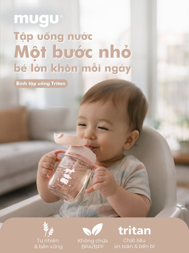 mugu Bình Tập Uống 360 độ Tritan Lúa Mạch Cho Bé - Thiết Kế Mới description image