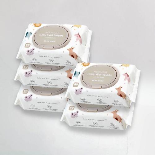 mugu Khăn Ướt Cho Bé 99% Nước Tinh Kiết EDI (80 tờ) Combo 5 Gói