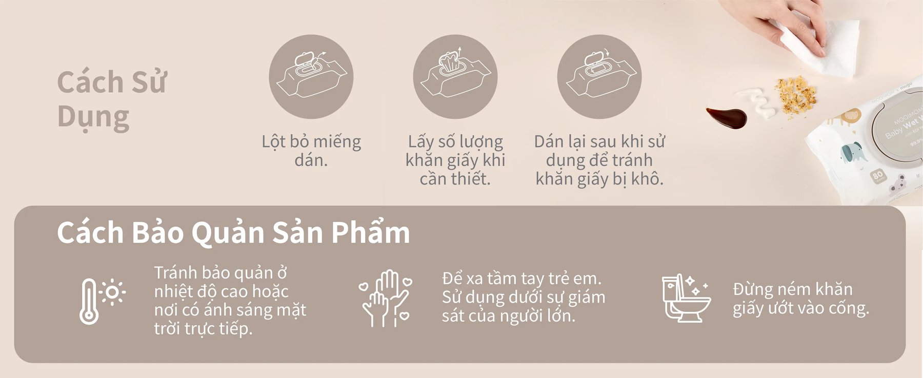 MOOIMOM x mugu Khăn Ướt Cho Bé 99% Nước Tinh Kiết EDI (80 miếng) description image
