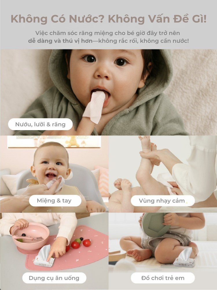 mugu Khăn Ướt Đa Năng Mini Lau Răng Nướu Cho Bé description image