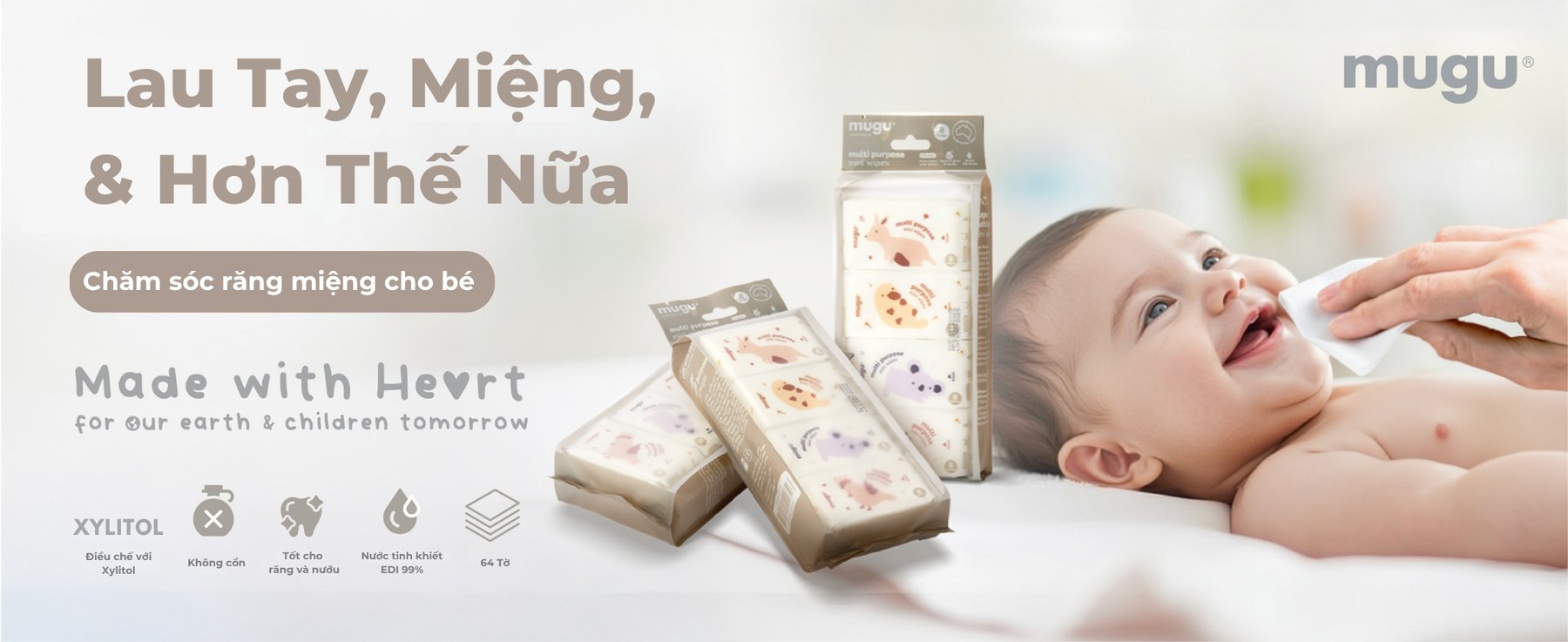 mugu Khăn Ướt Đa Năng Mini Lau Răng Nướu Cho Bé description image