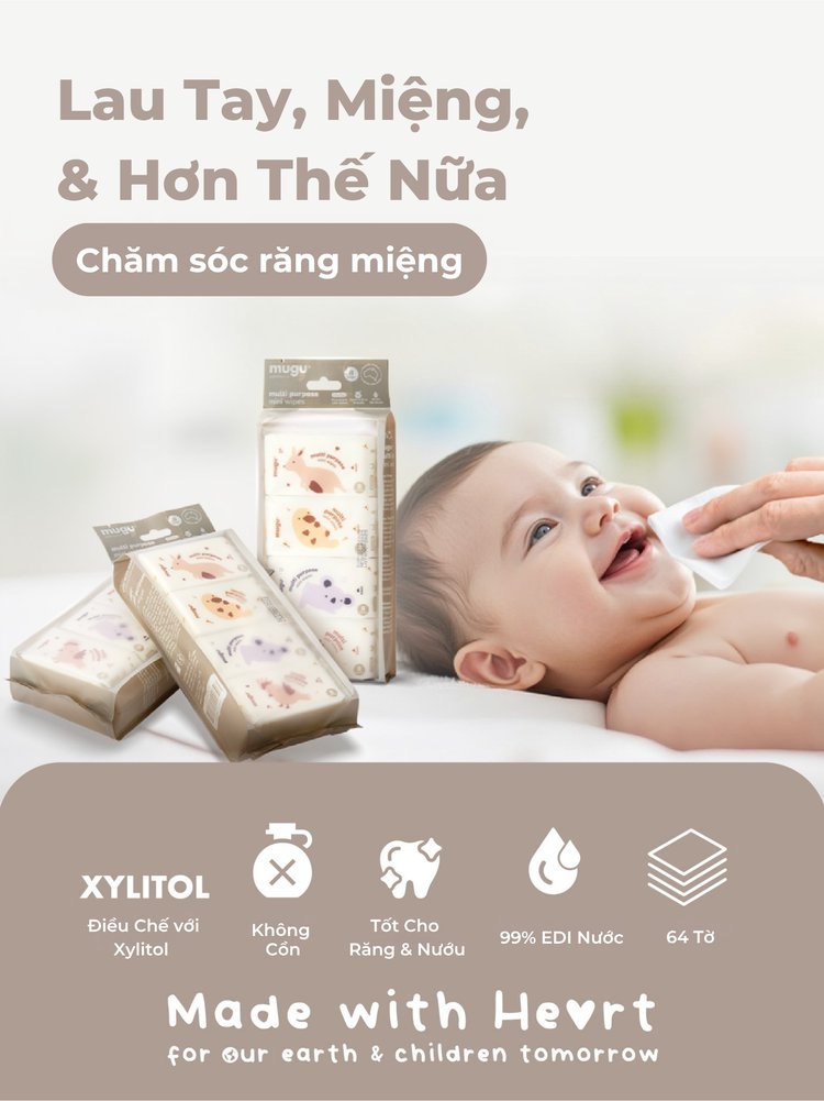 mugu Khăn Ướt Đa Năng Mini Lau Răng Nướu Cho Bé description image