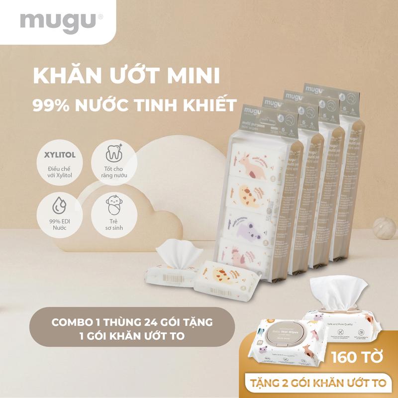 mugu Khăn Ướt Đa Năng Mini Lau Răng Nướu Cho Bé
