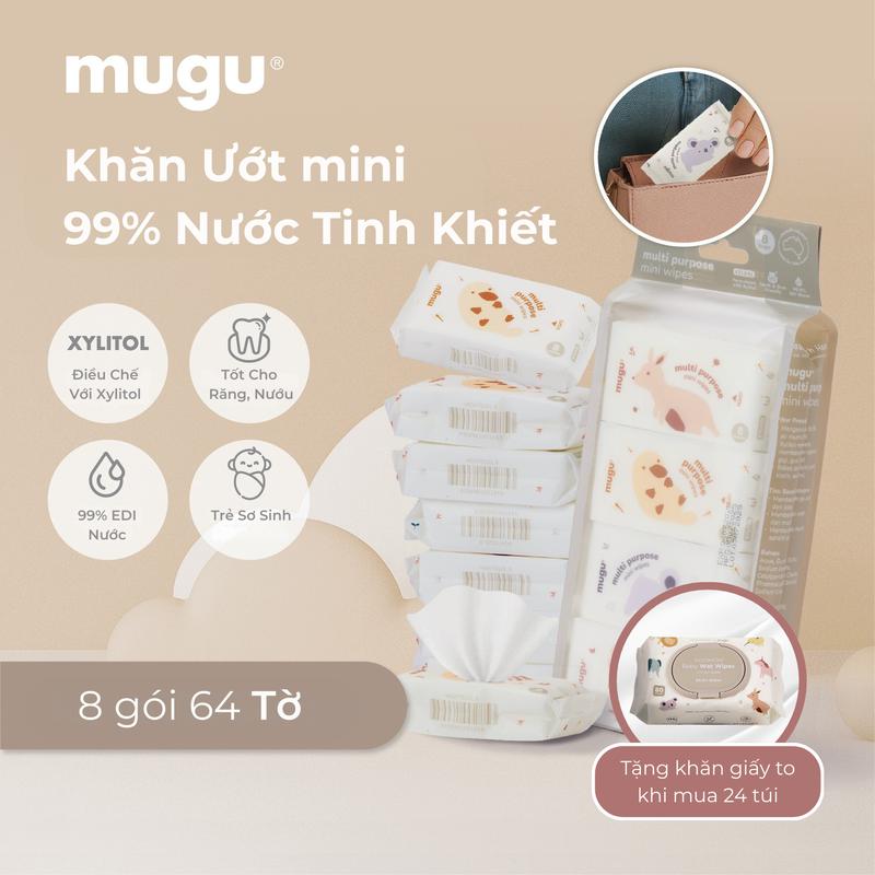 mugu Khăn Ướt Đa Năng Mini Lau Răng Nướu Cho Bé