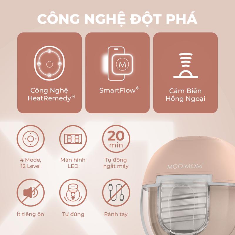 MOOIMOM Trọn Bộ 2 Máy Hút Sữa Không Dây Thế Hệ Mới X1 - ảnh 9