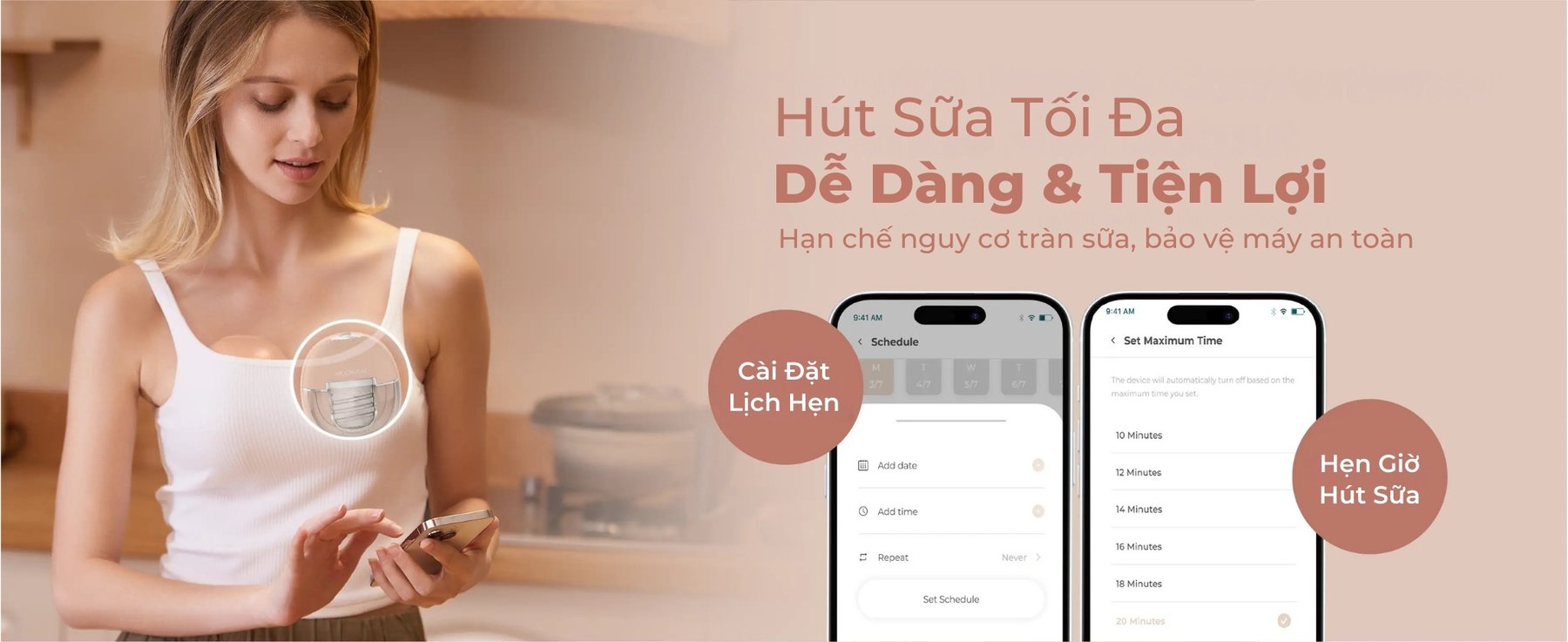 MOOIMOM Trọn Bộ 2 Máy Hút Sữa Không Dây Thế Hệ Mới X1 description image