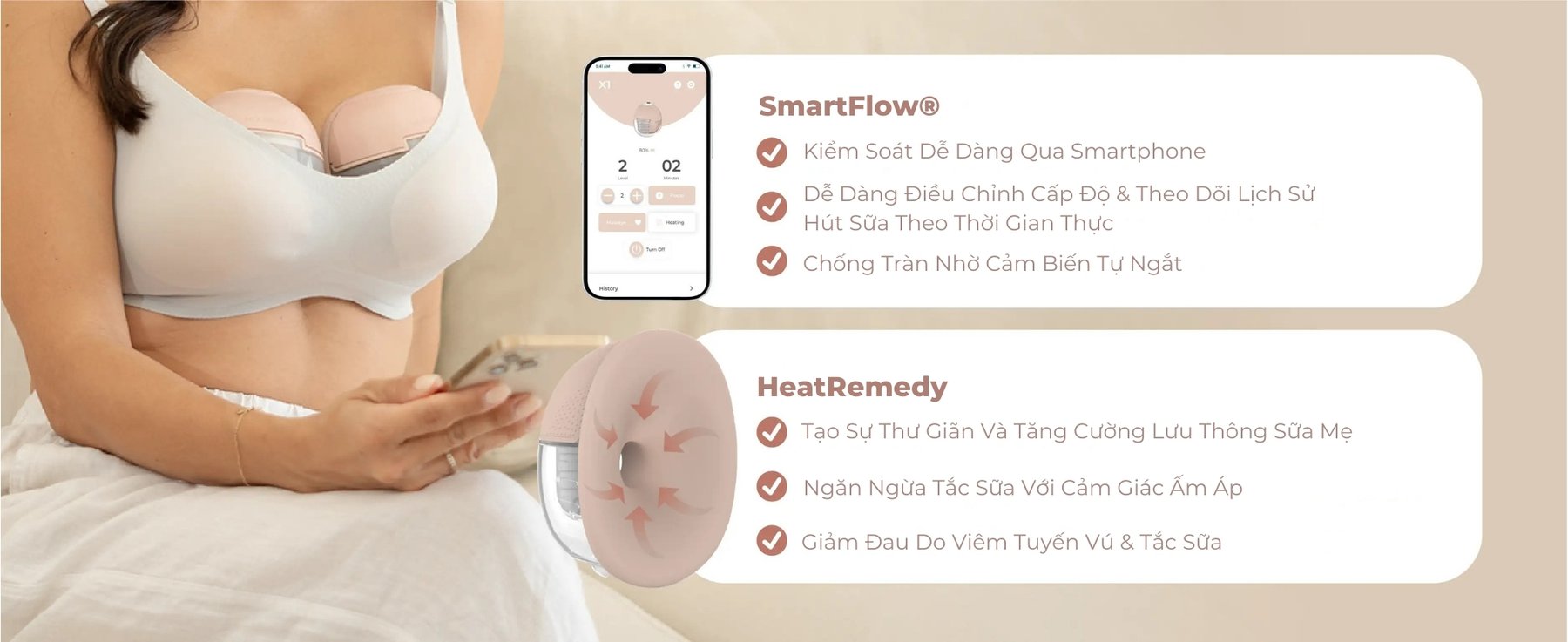MOOIMOM Trọn Bộ 2 Máy Hút Sữa Không Dây Thế Hệ Mới X1 description image