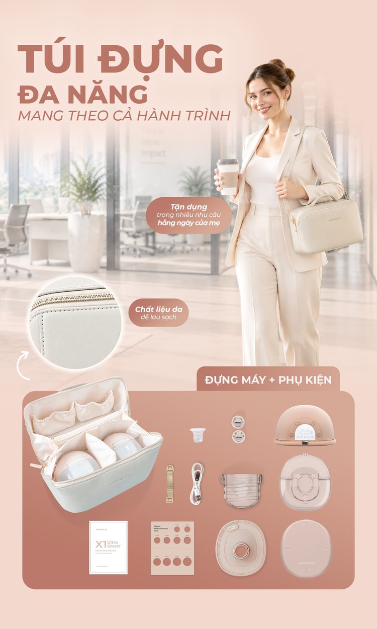 MOOIMOM Trọn Bộ 2 Máy Hút Sữa Không Dây Thế Hệ Mới X1 description image