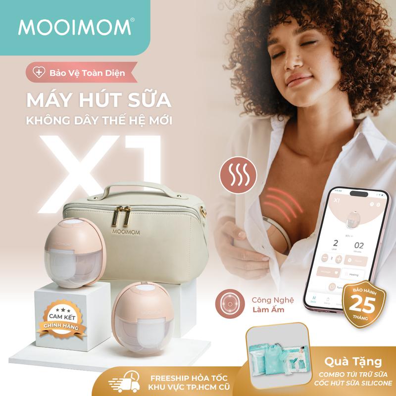 MOOIMOM Trọn Bộ 2 Máy Hút Sữa Không Dây Thế Hệ Mới X1